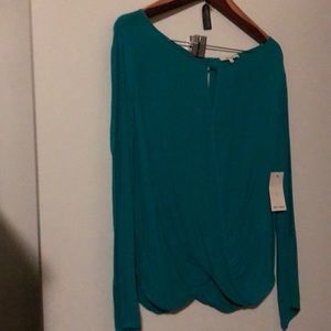 Green Ella Moss wrap blouse. front /back opening